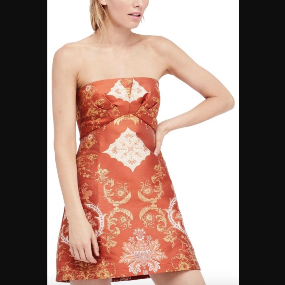 Free People Copper Orange Strapless Dress